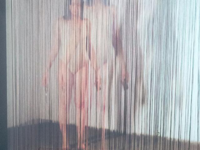 Louise Julien, Façade, Projection vidéo sur rideau de fil, 2023. Photo : Mathys Pariente